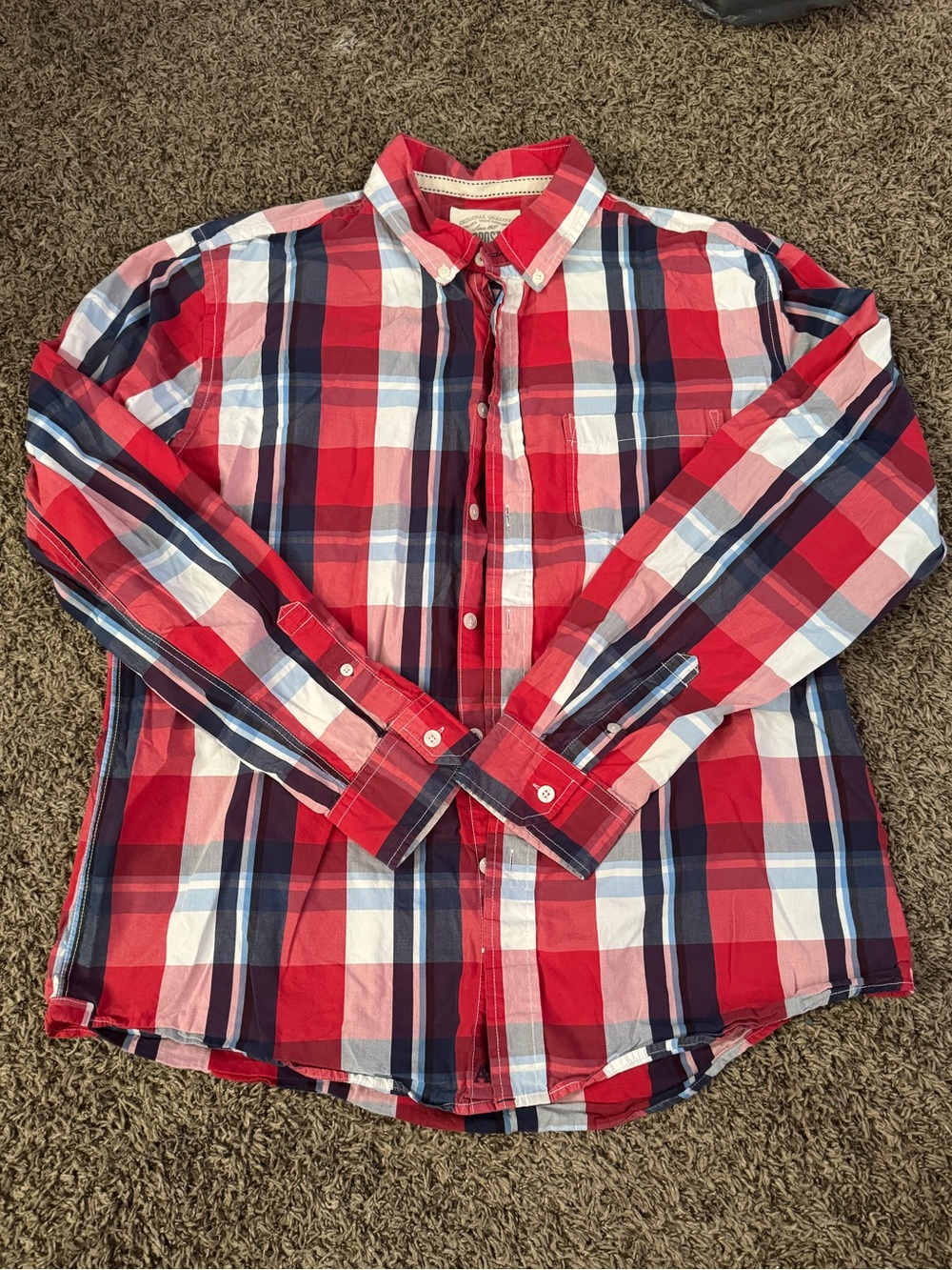 Aeropostale Red, White & Blue Plaid Button-Down Shirt